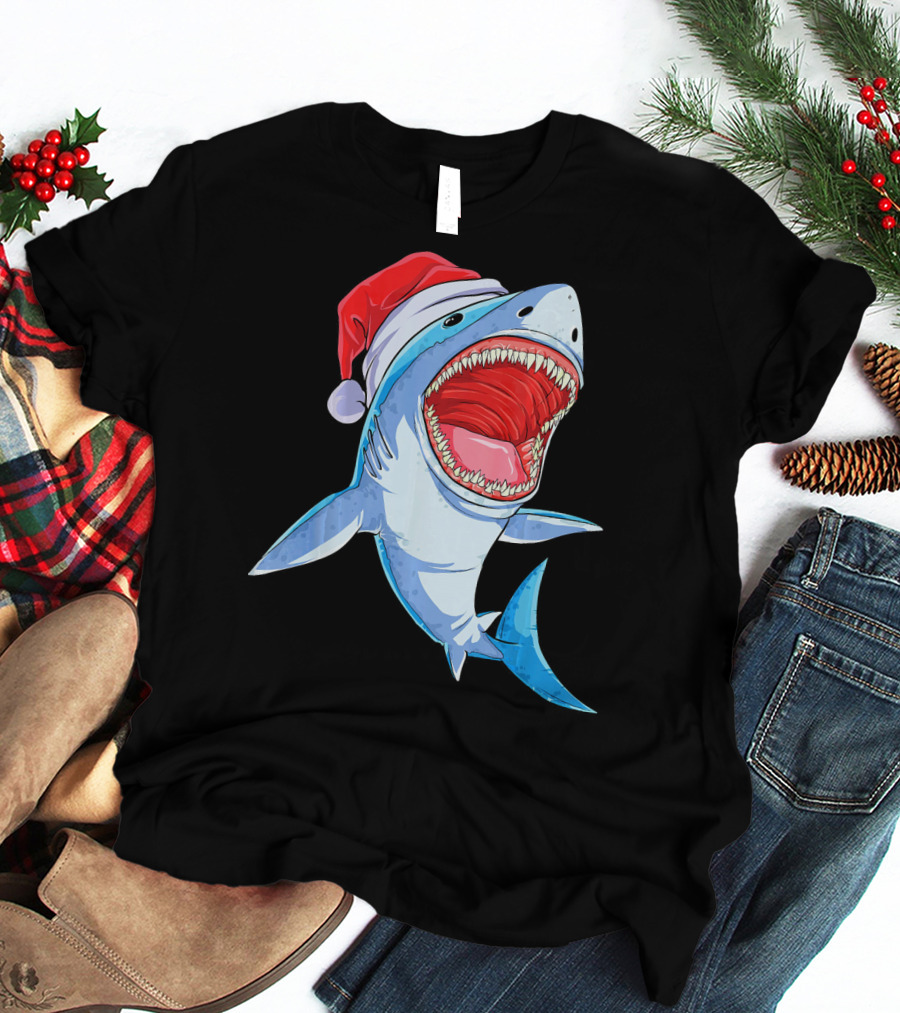 Christmas Kids Santa Shark T-Shirt