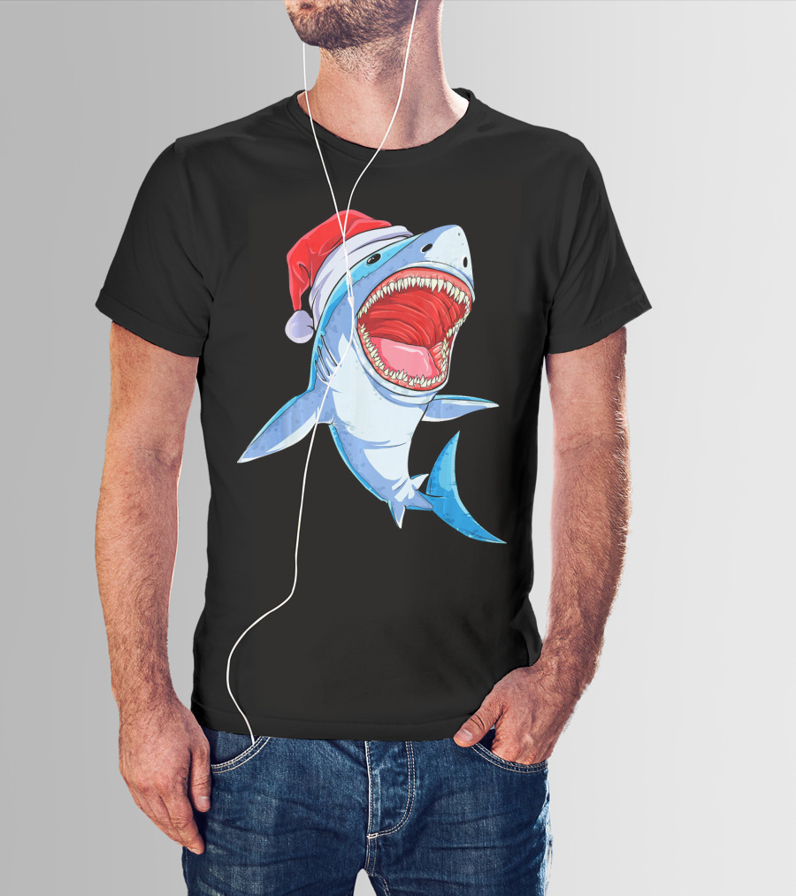 Christmas Kids Santa Shark T-Shirt