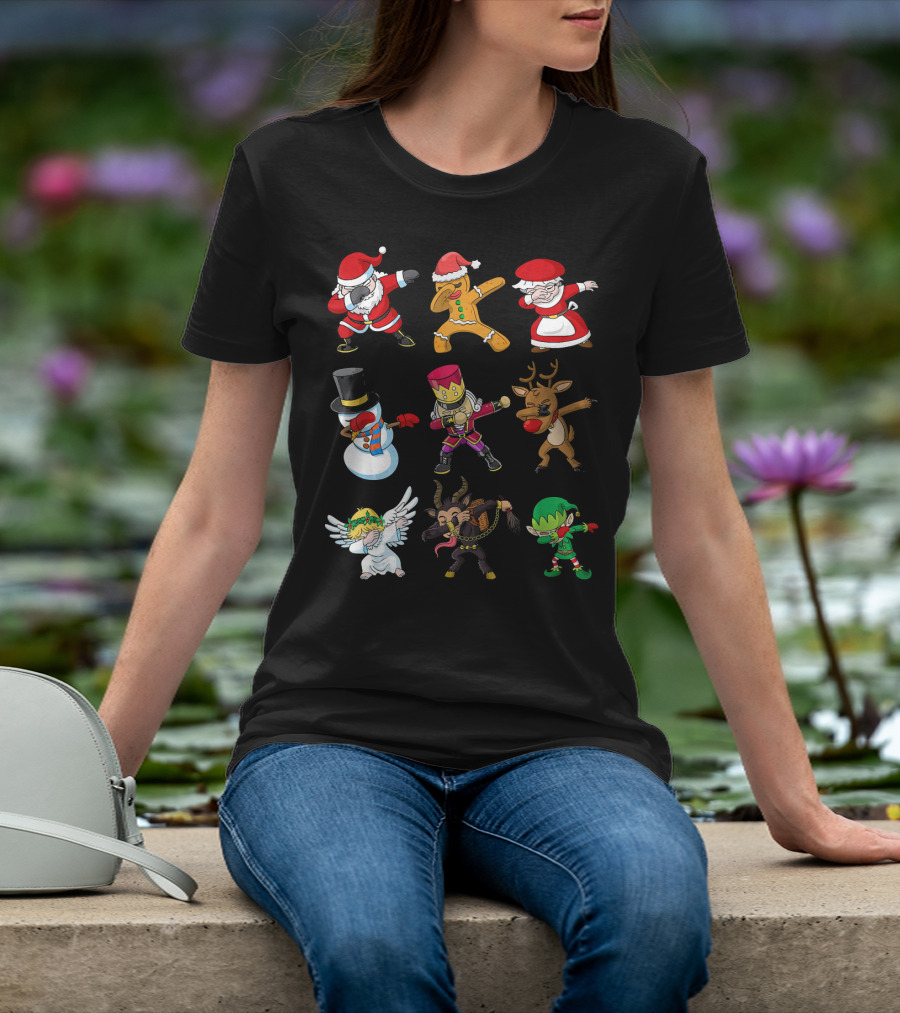 Christmas Dabbing Squad Santa Gingerbread Mrs. Claus Snowman Nutcracker Reindeer Angel Krampus Elf T-Shirt