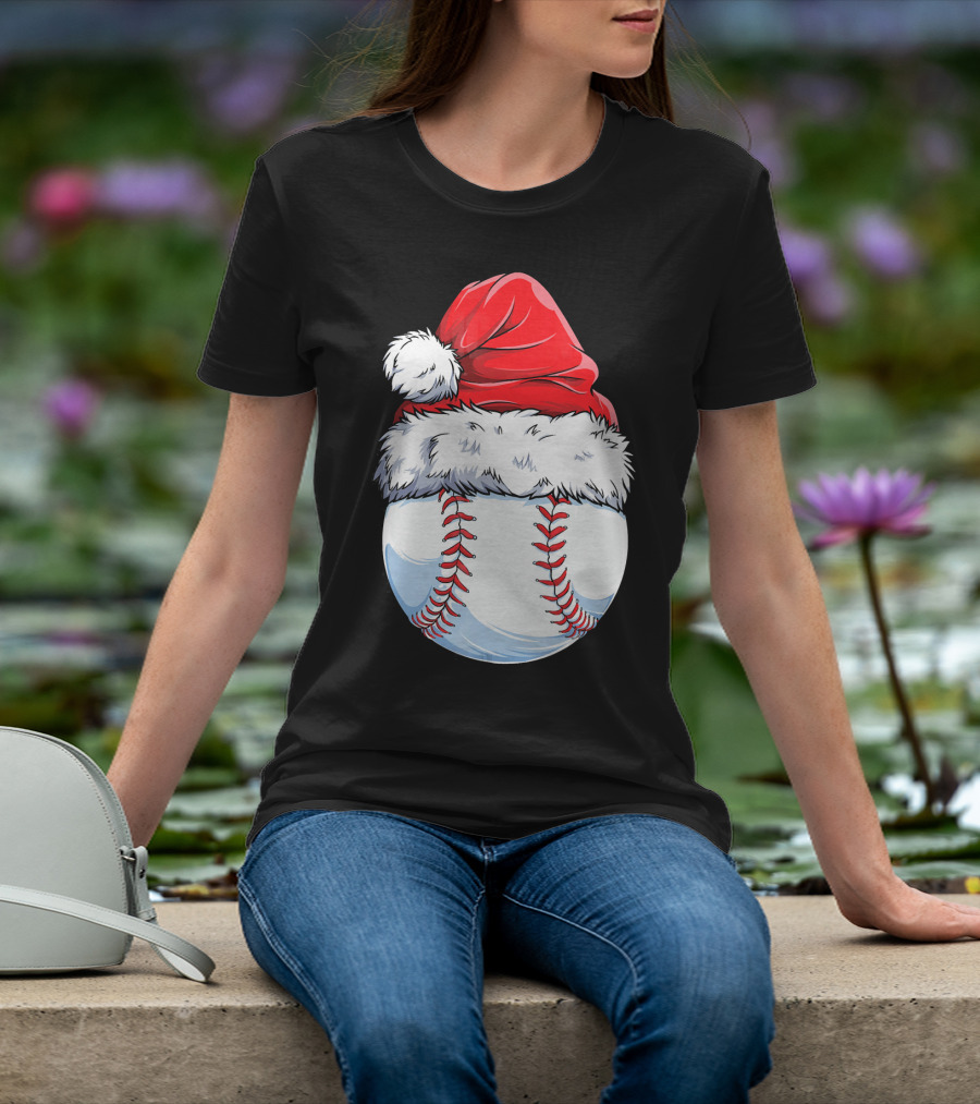 Baseball Santa Christmas Hat T-Shirt