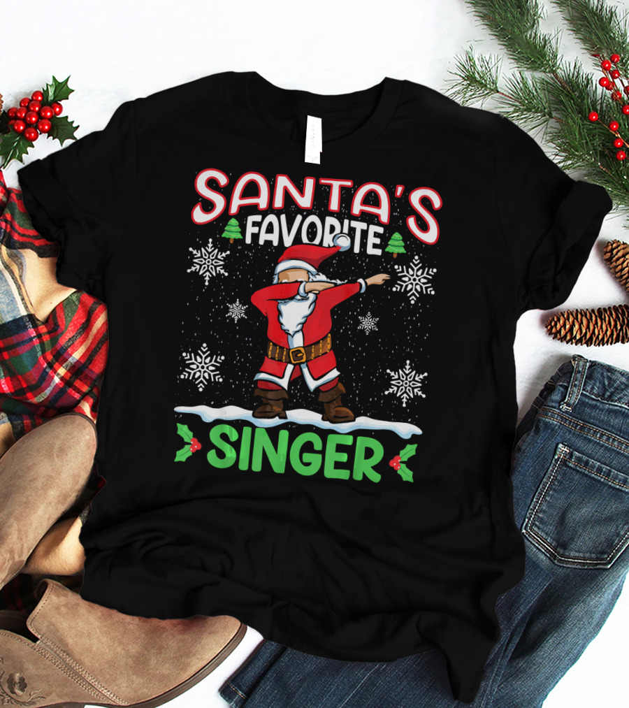 Santa's Favorite Singer Dab Christmas Snowflakes T-Shirt
