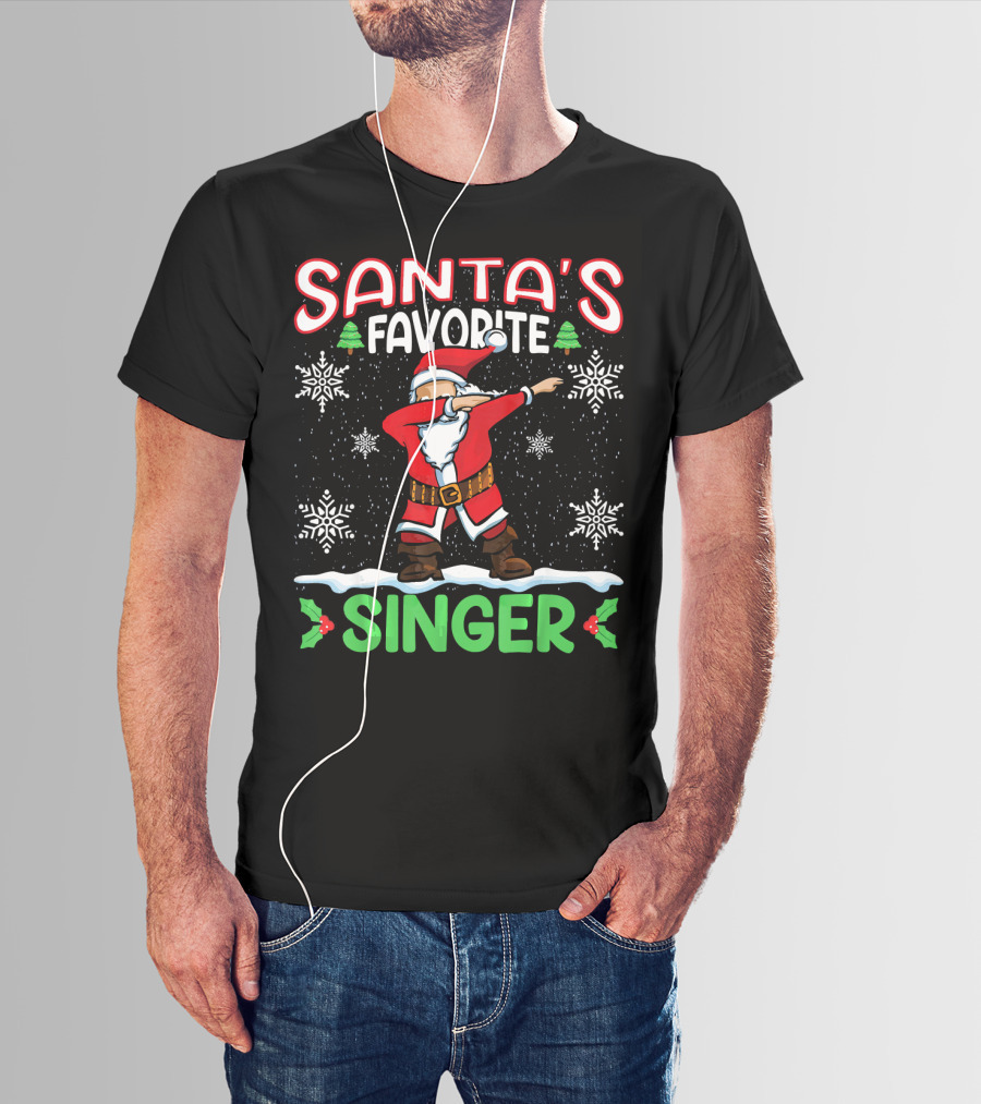 Santa's Favorite Singer Dab Christmas Snowflakes T-Shirt