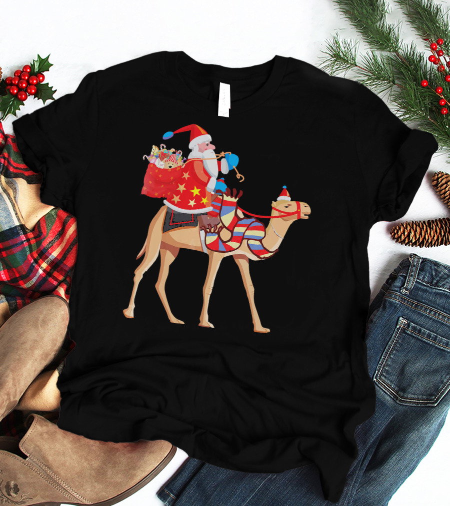 Santa Riding Camel Festive Christmas Adventure T-Shirt