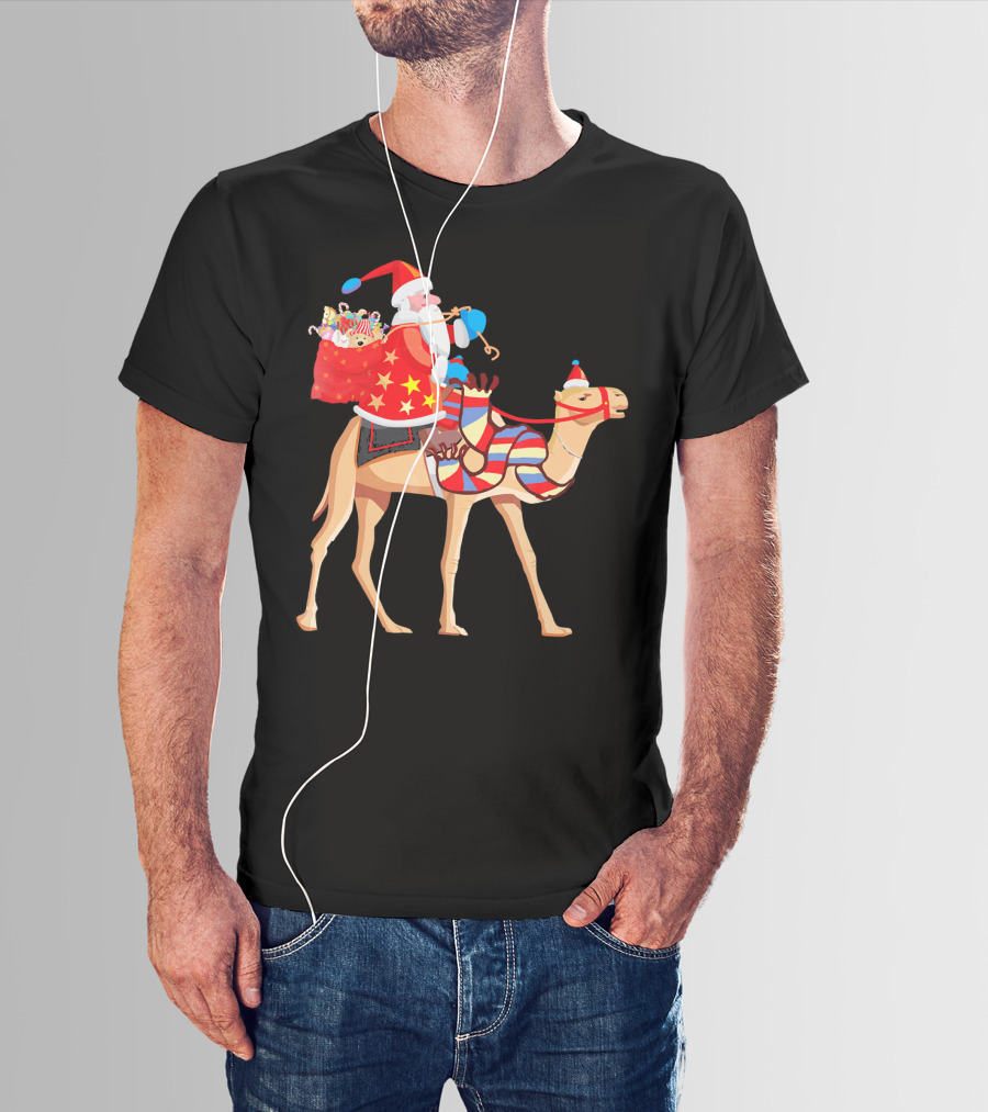 Santa Riding Camel Festive Christmas Adventure T-Shirt
