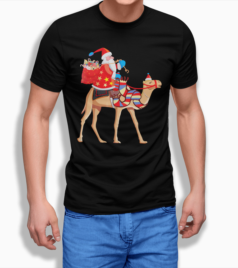 Santa Riding Camel Festive Christmas Adventure T-Shirt