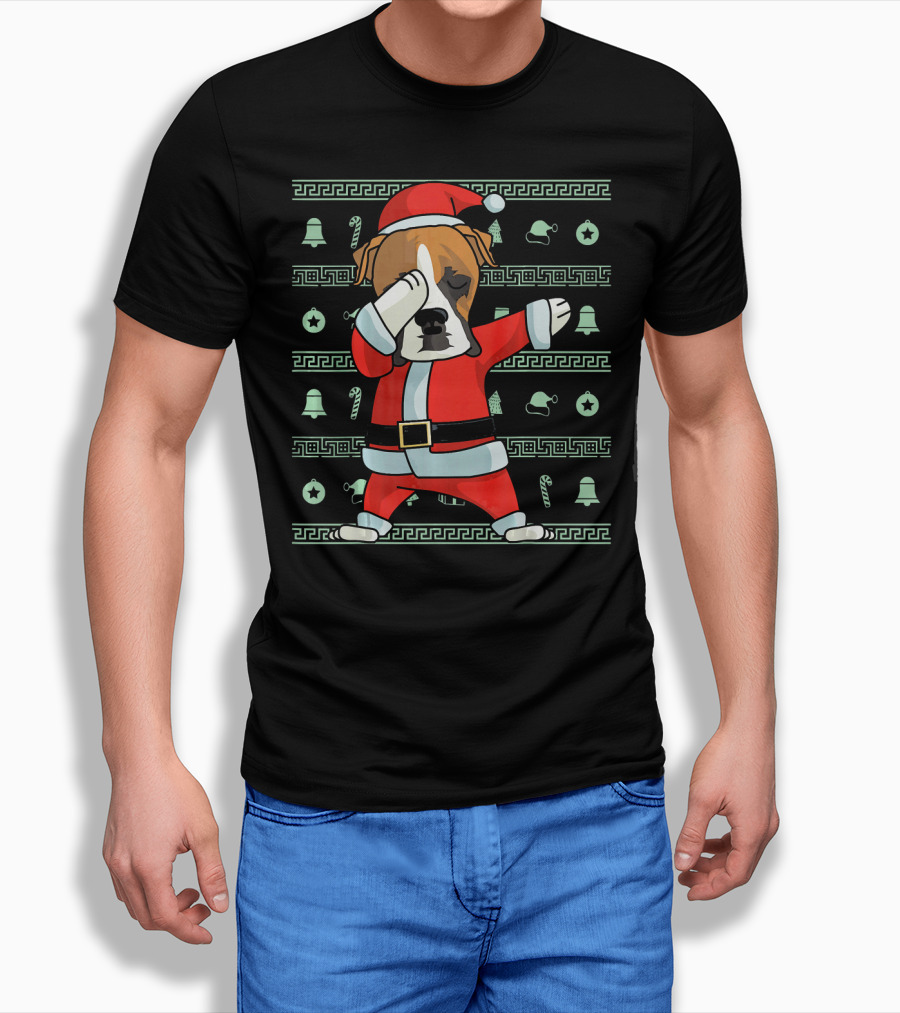 Santa Dabbing Boxer Dog Christmas T-Shirt