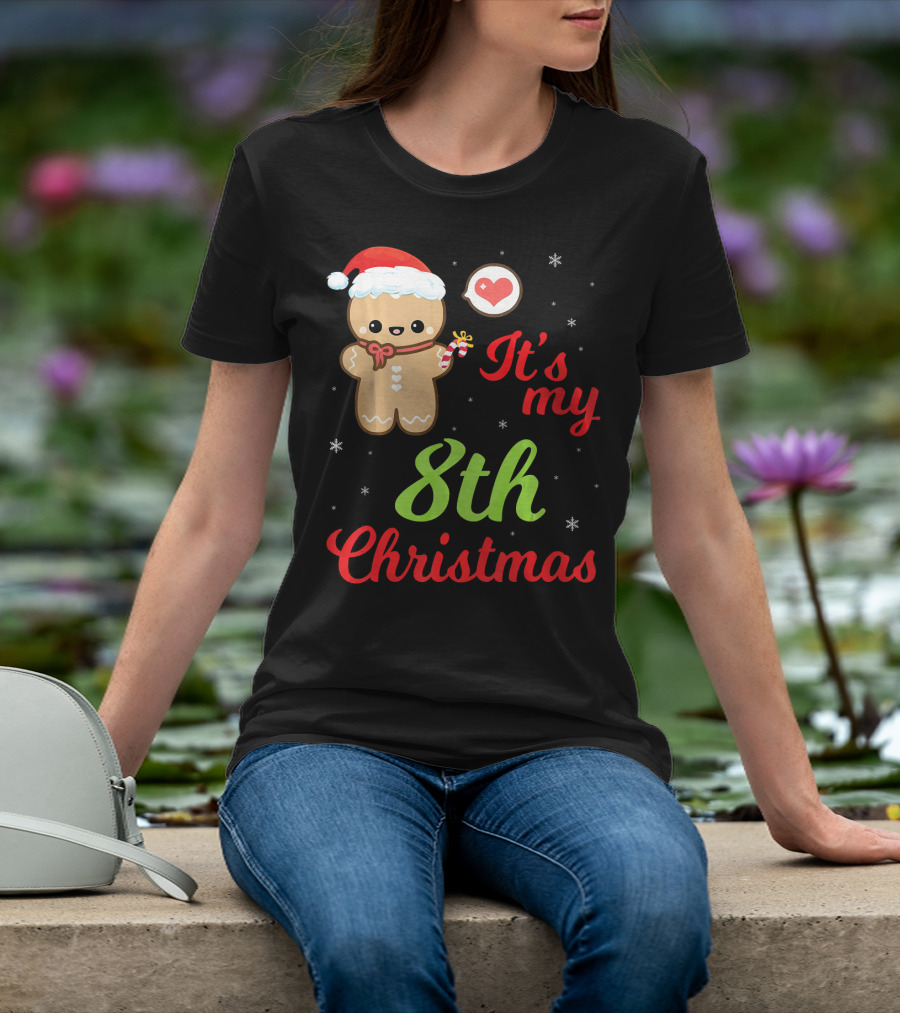 Gingerbread Noel Costume Heart Snow It's My 8th Christmas T-Shirt