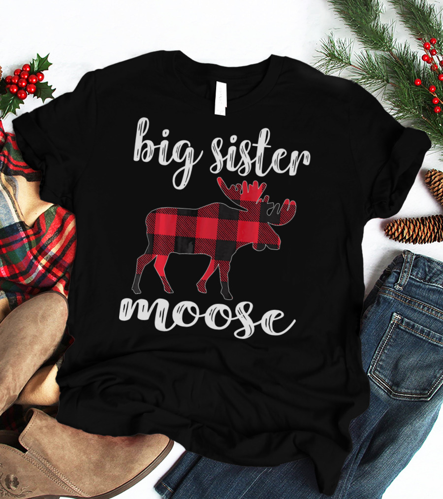Big Sister Moose Buffalo Plaid T-Shirt
