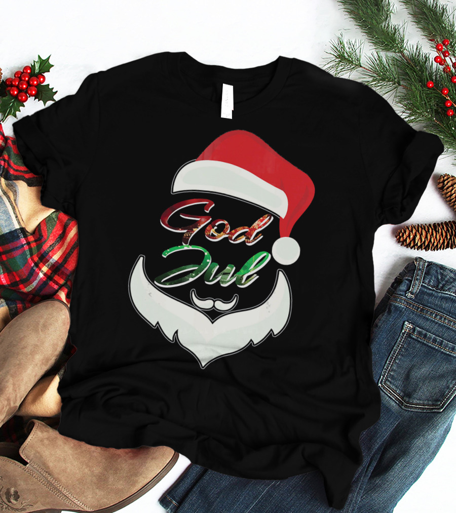 God Jul Norwegian Merry Christmas Santa Hat And Beard Design Norway T-Shirt