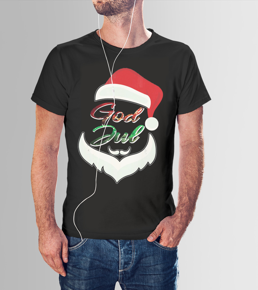 God Jul Norwegian Merry Christmas Santa Hat And Beard Design Norway T-Shirt