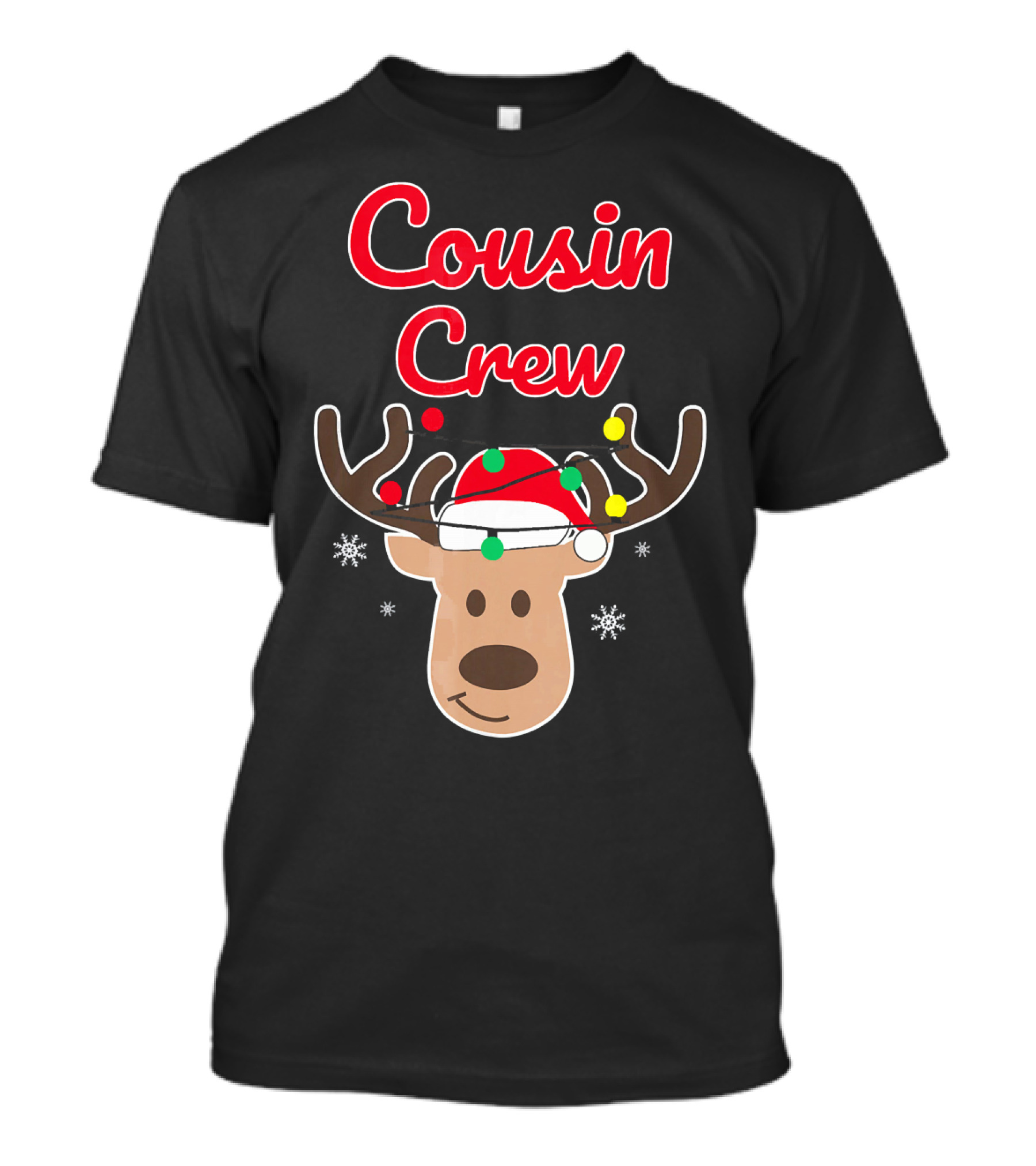 Cousin Crew Christmas Reindeer Hat Snowflakes T-Shirt