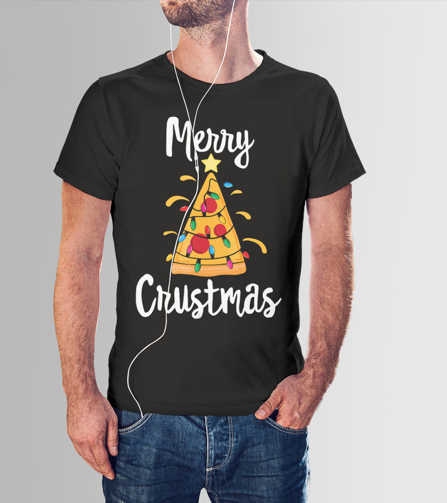 Merry Crustmas Christmas Men Boy Pizza Tree T-Shirt