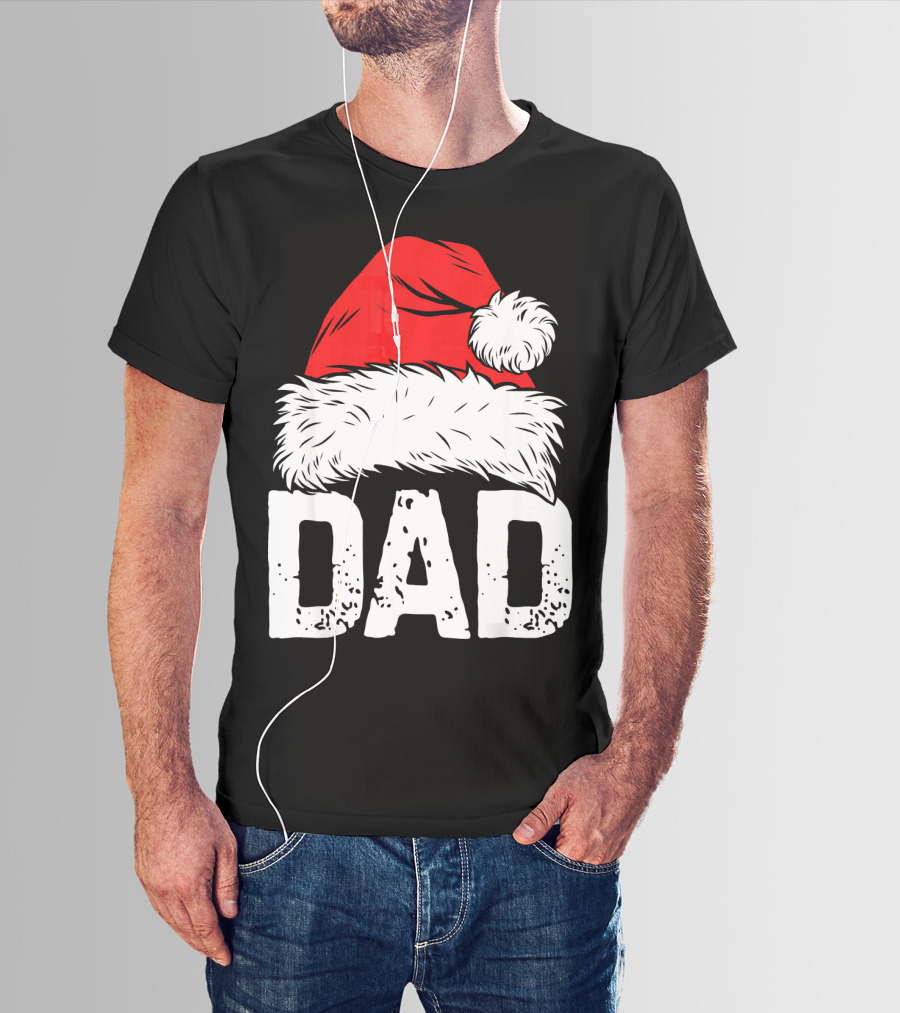 Dad Santa Hat Christmas Family Match T-Shirt