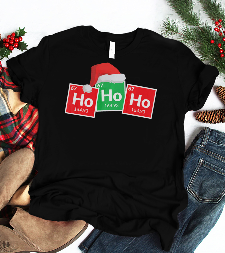 Christmas Ho Ho Ho Santa Periodic Table Elements Fun T-Shirt