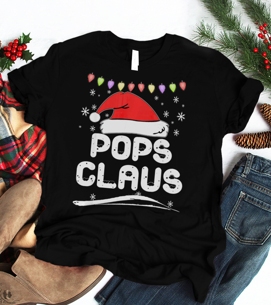 Pops Claus Santa Hat Christmas Family Holiday T-Shirt