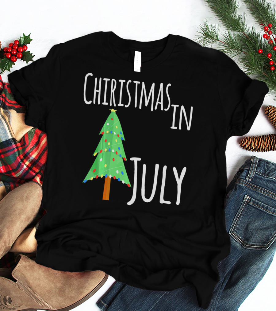 Christmas In July Tree Lights Festive Summer T-Shirt