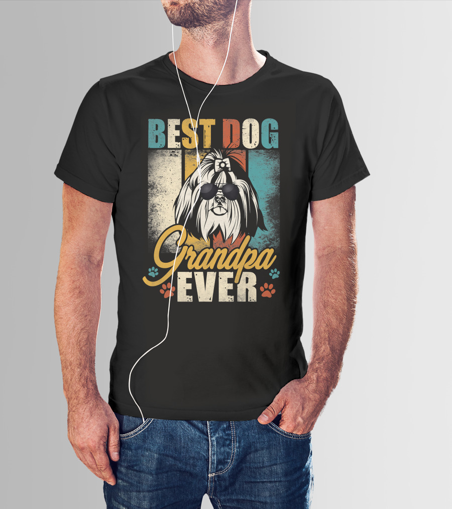 Best Dog Grandpa Ever Shih Tzu Father's Day T-Shirt