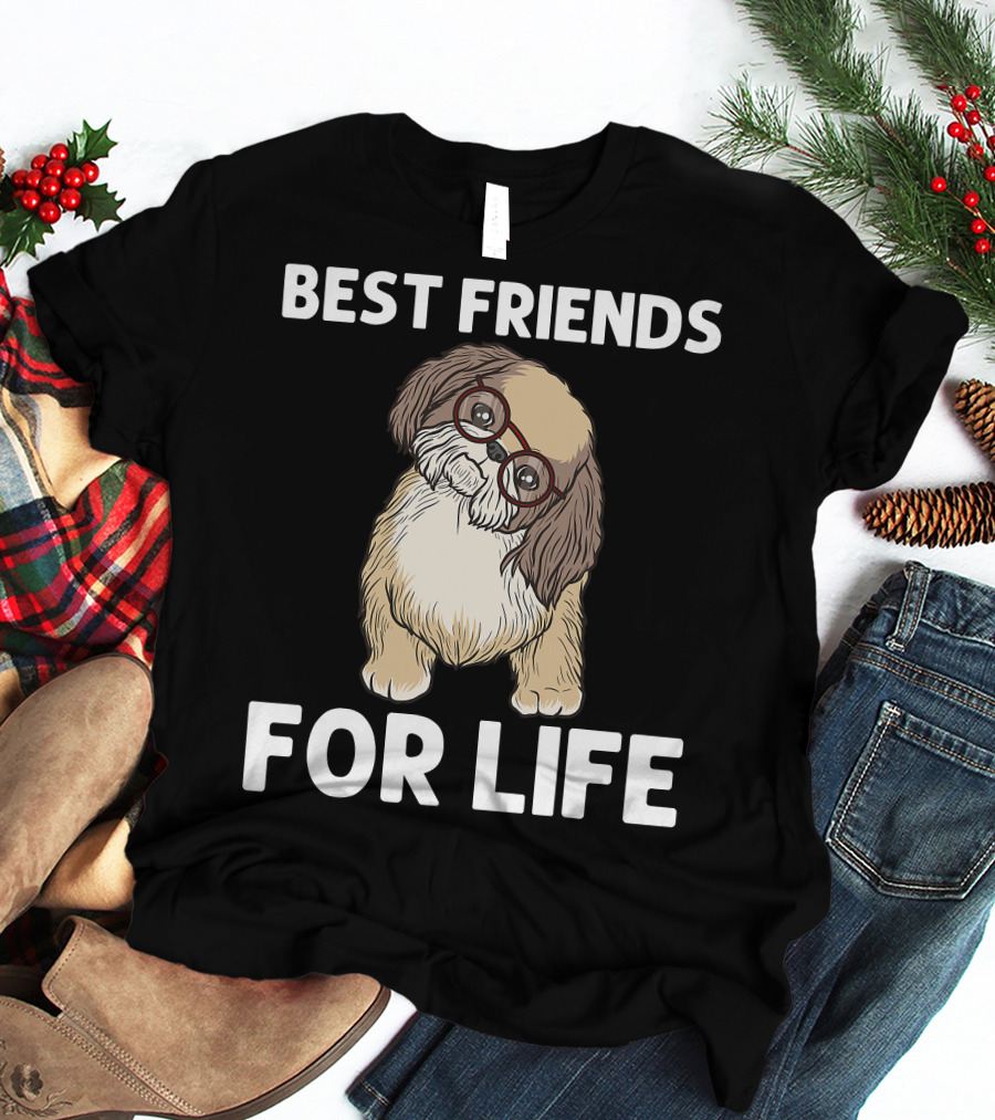 Best Friends For Life Cool Shih Tzu Puppy Pet T-Shirt
