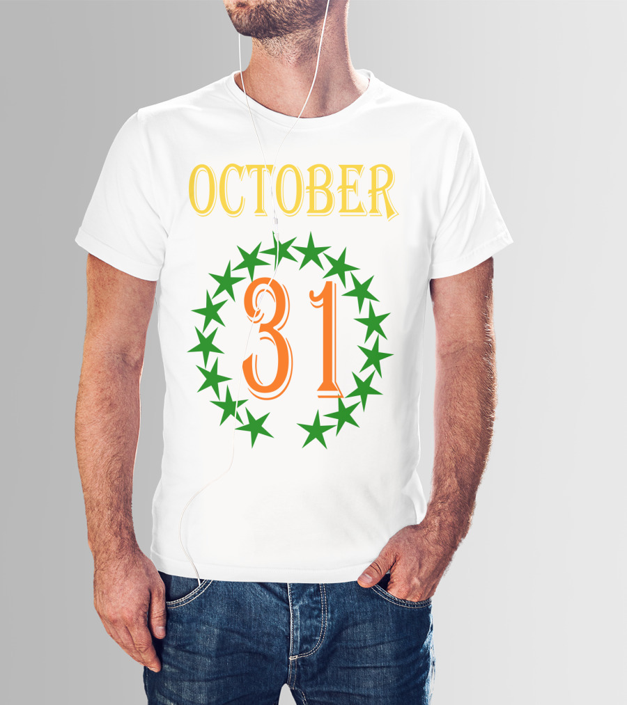 OCTOBER 31 Surrounded By Green Stars T-Shirt