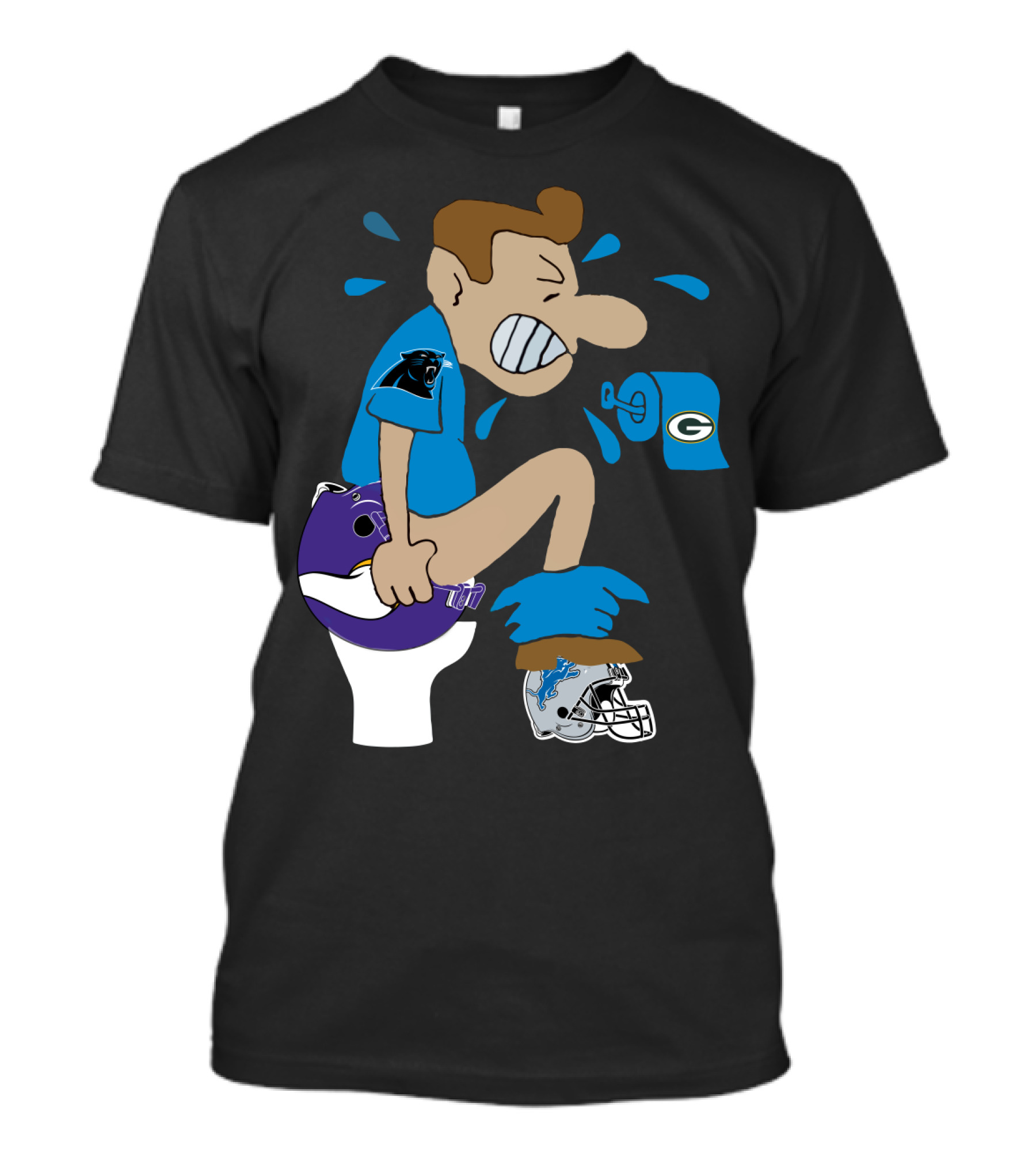 Carolina Panthers Rivalry Humor With Vikings Lions Packers Logos T-Shirt
