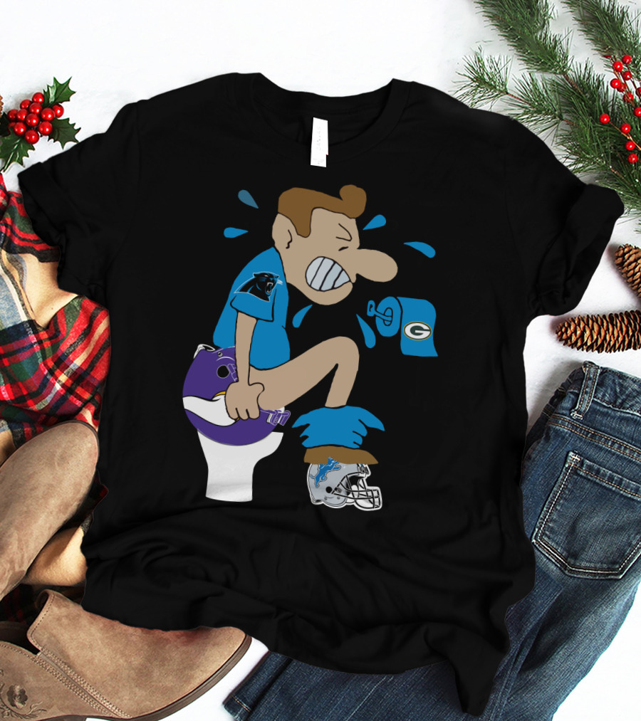 Carolina Panthers Rivalry Humor With Vikings Lions Packers Logos T-Shirt