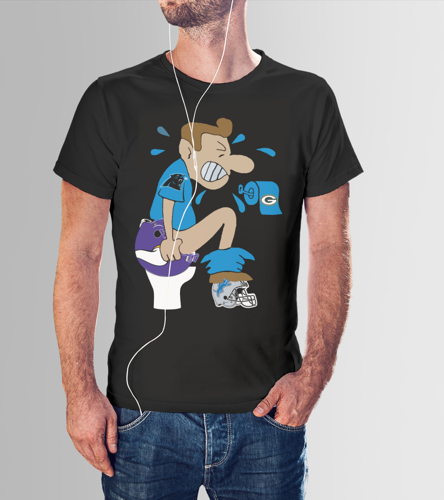 Carolina Panthers Rivalry Humor With Vikings Lions Packers Logos T-Shirt