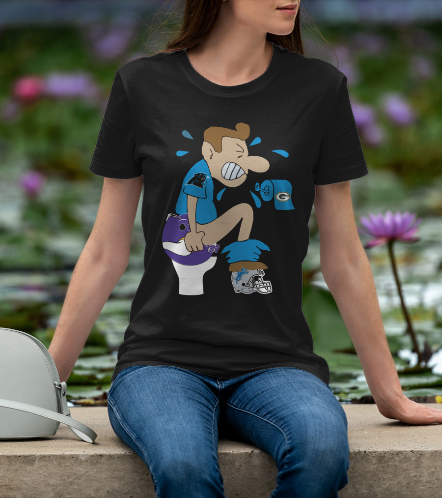 Carolina Panthers Rivalry Humor With Vikings Lions Packers Logos T-Shirt