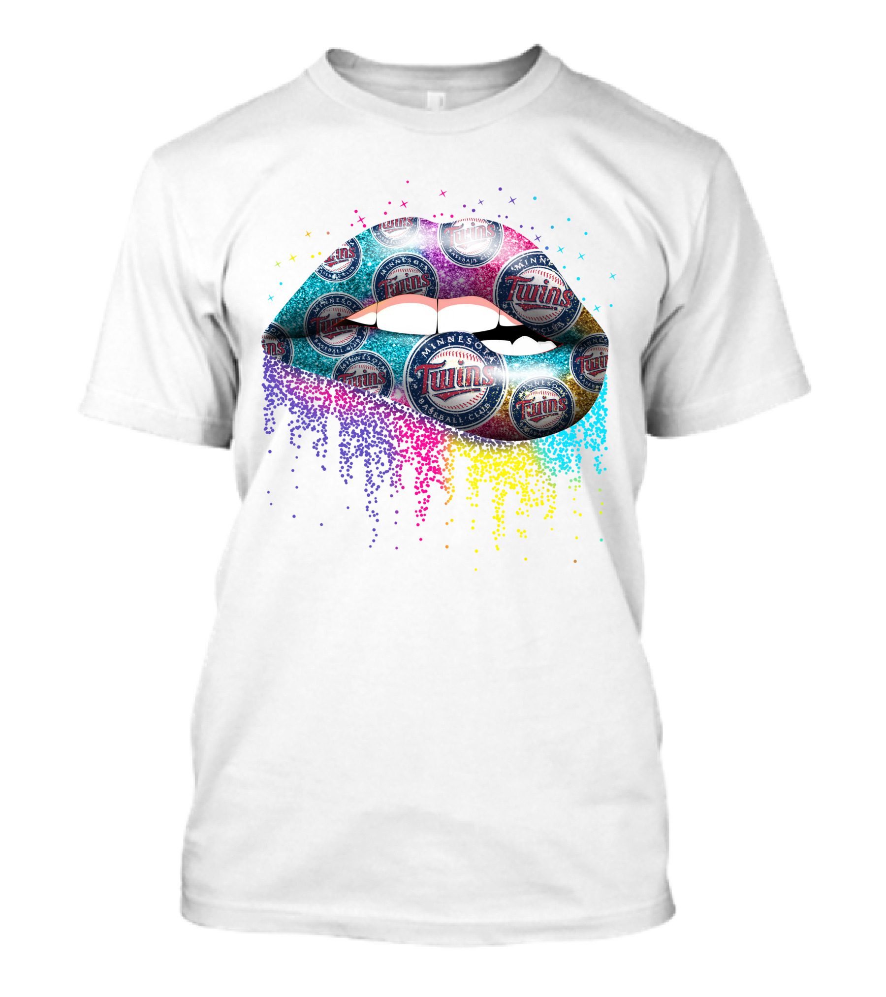 Minnesota Twins Lips Rainbow Glitter Fan T-Shirt