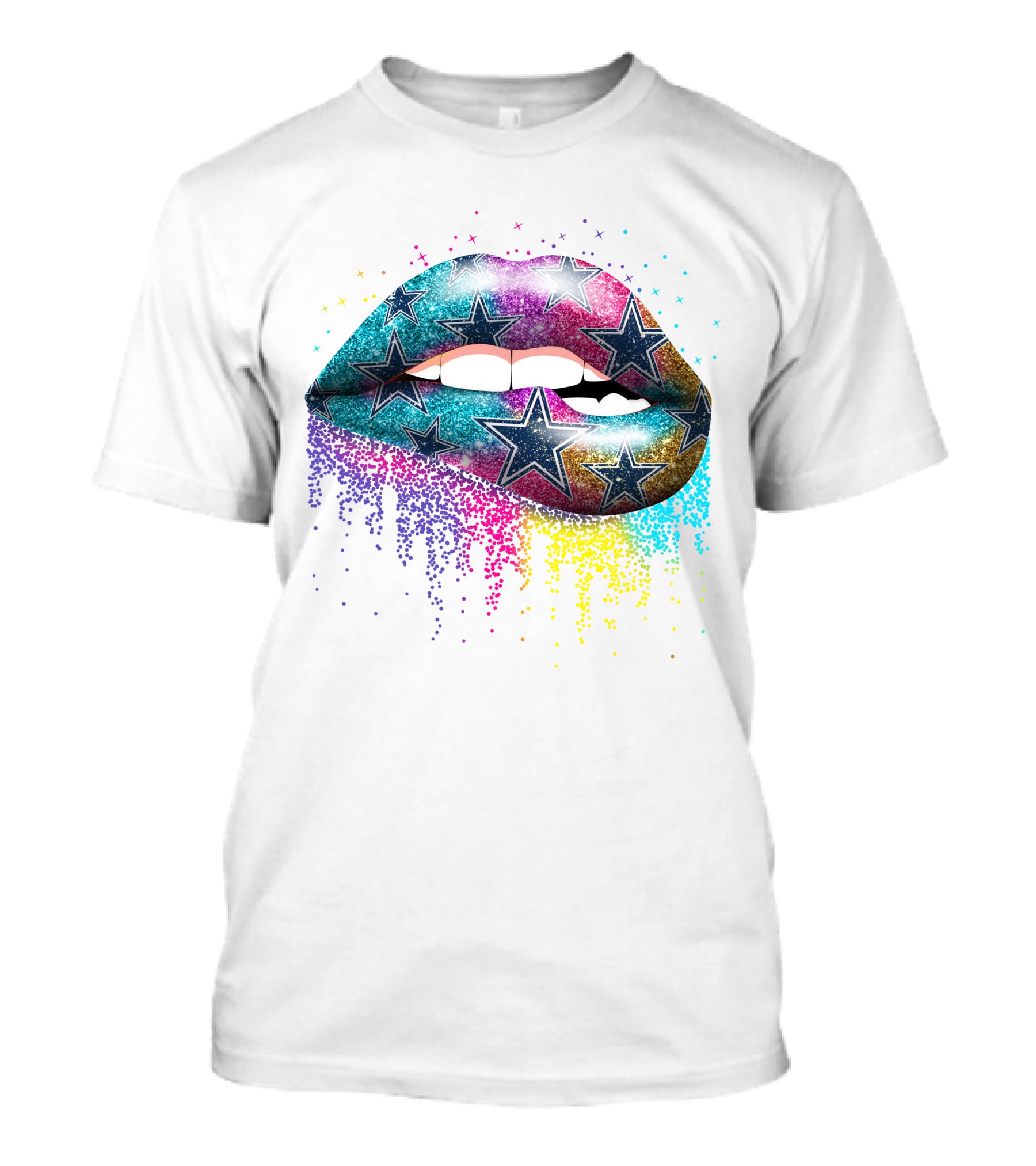 Lip Cowboys Glitter Stars Rainbow T-Shirt