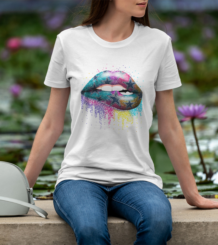 Lip Cowboys Glitter Stars Rainbow T-Shirt