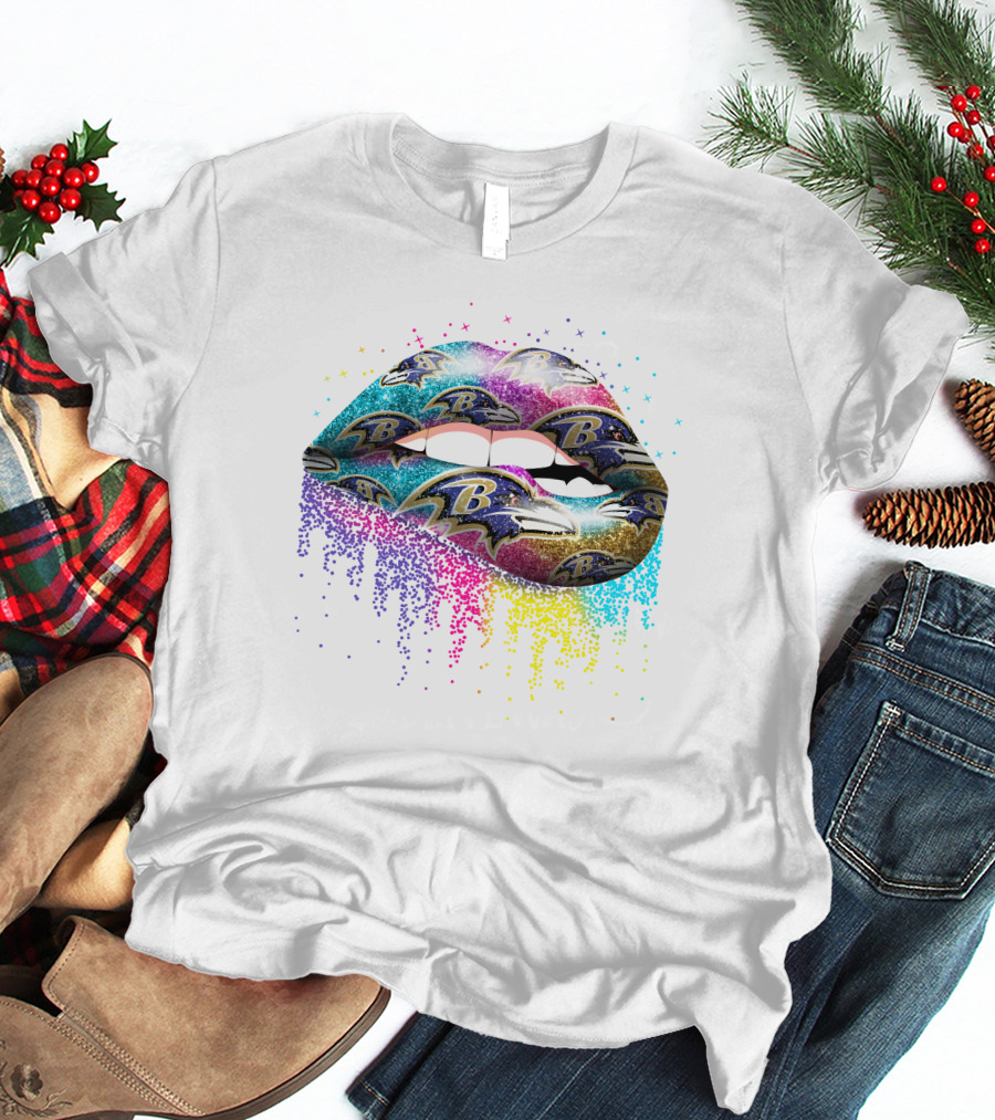 Baltimore Ravens Glitter Lips Fan T-Shirt