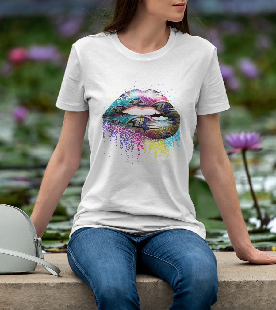 Baltimore Ravens Glitter Lips Fan T-Shirt