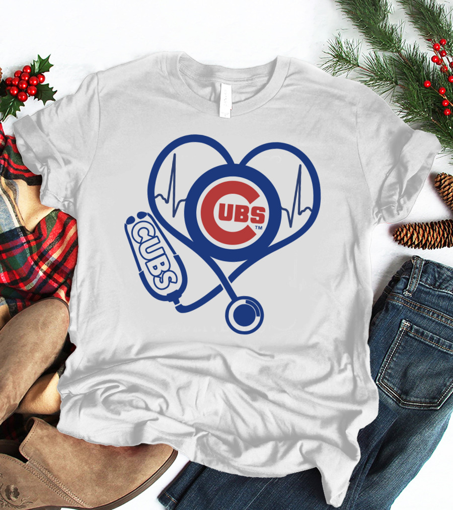 Cubs Heartbeat Stethoscope Nurse Love T-Shirt